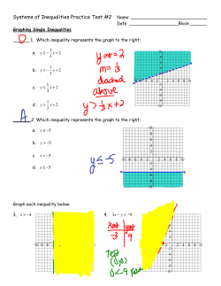 Systems of Inequalities Practice Test #2 Name - Parkway C-2