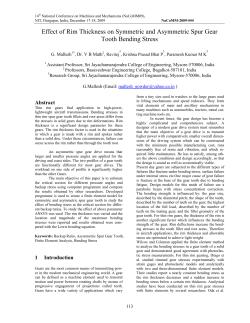 Effect of Rim Thickness on Symmetric and Asymmetric Spur Gear