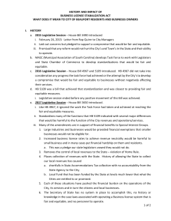 HISTORY AND IMPACT OF BUSINESS LICENSE STABALIZATION