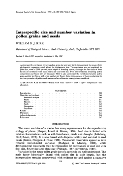 Interspecific size and number variation in pollen grains and seeds