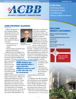 November 2016 Newsletter - Atlantic Community Bankers Bank