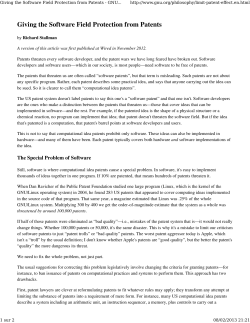 Giving the Software Field Protection from Patents