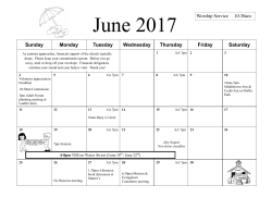 May 2017 Church School 9:15am Worship Service 10:30am Sunday