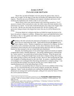 james 1:19-27 fanatics for the faith