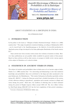 Statistics as a discipline in India - Electronic Journal for History of