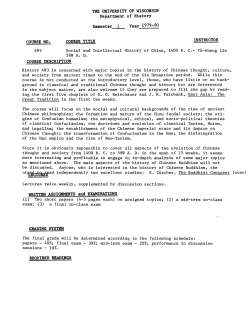 THE UNIVERSITY OF WISCONSIN Department of History Semester