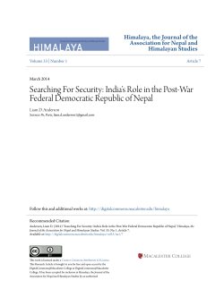 India`s Role in the Post-War Federal Democratic Republic of Nepal