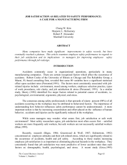 JOB SATISFACTION AS RELATED TO SAFETY