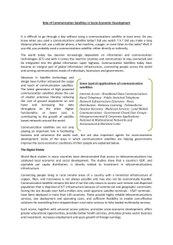 Role of Communication Satellites in Socio-Economic