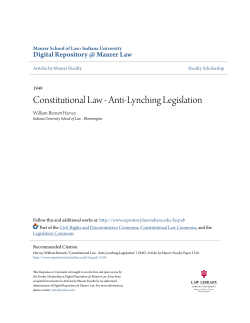 Constitutional Law - Anti-Lynching Legislation
