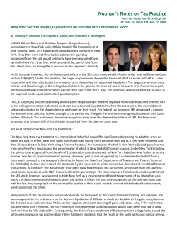 New York Section 338(h)(10) Elections on the