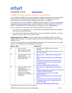 COBRA Premium Subsidy Guide for QuickBooks