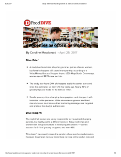 Men now shop for groceries as often as women