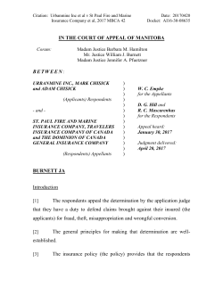 IN THE COURT OF APPEAL OF MANITOBA BETWEEN: BURNETT