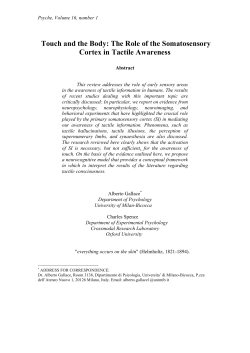 Touch and the body: the role of the somatosensory cortex in tactile