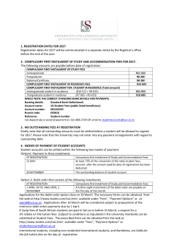 Student Fees information and Fees 2017