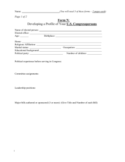 Form N: Developing a Profile of Your U.S. Congresspersons