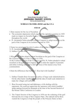 SUBHAS CHANDRA BOSE and the INA STD 10 1.State reasons for