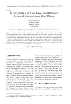 Investigation of Dust Levels in Different Areas of Underground Coal