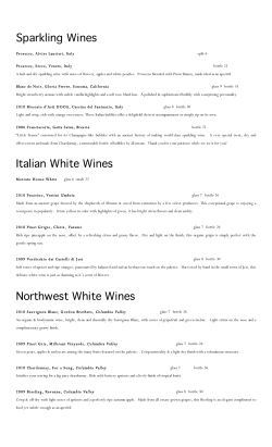 Sparkling Wines Italian White Wines Northwest White Wines