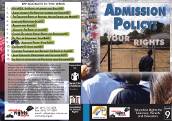 Admission Policy: your rights - Popular Education South Africa