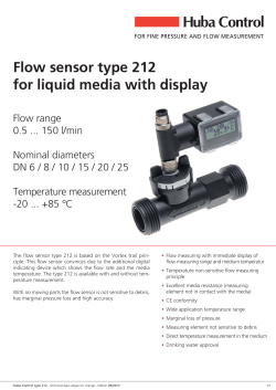 Flow sensor type 212 for liquid media with display