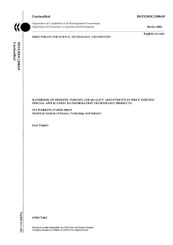 Handbook on Hedonic Indexes and Quality Adjustments