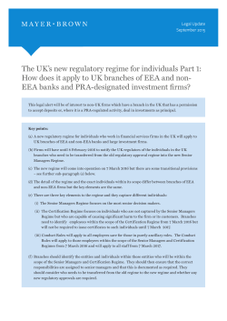 The UK`s new regulatory regime for individuals Part 1