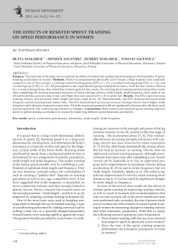 THE EFFECTS OF RESISTED SPRINT TRAINING ON SPEED