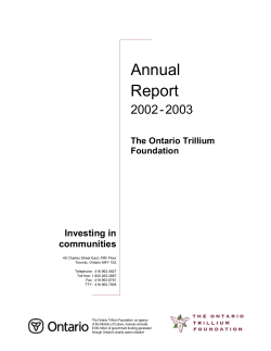 2002 - 2003 - Ontario Trillium Foundation