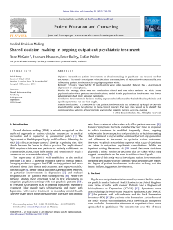 Shared decision-making in ongoing outpatient psychiatric treatment