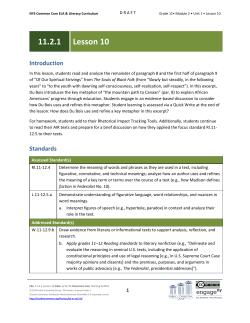 Grade 11 ELA Module 2, Unit 1, Lesson 10