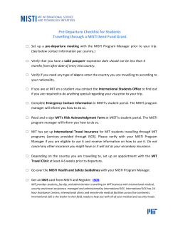 Pre-Departure Checklist for Students Travelling through a MISTI