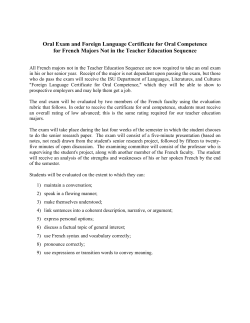 Senior Oral Exam - Department of Languages, Literatures, and