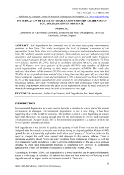 INVESTIGATION OF LEVEL OF ARABLE CROP FARMERS