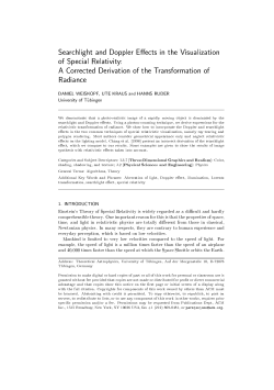Searchlight and Doppler E ects in the Visualization of