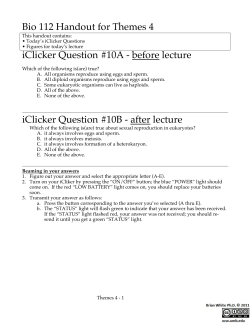 Bio 112 Handout for Themes 4 iClicker Question #10A