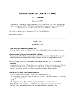 Pakistan Penal Code - Financial Monitoring Unit