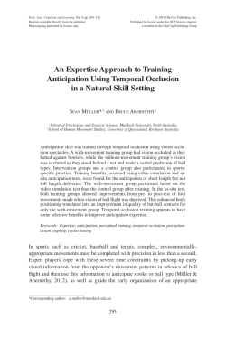 An Expertise Approach to Training Anticipation Using