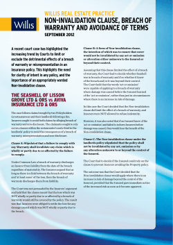 non-invalidation clause, breach of warranty and avoidance of