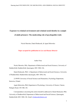Exposure to criminal environment and criminal social identity in a