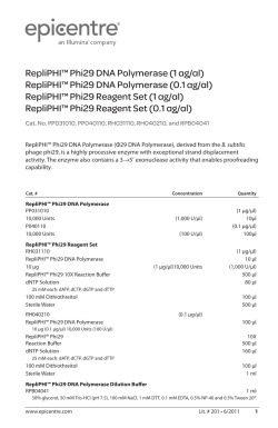 Protocol for RepliPHI&trade; Phi29 DNA Polymerase (1 &mu;g/&mu;l), RepliPHI