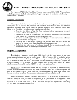 Rental Registration/Inspection Program Fact Sheet