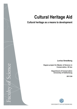 Cultural Heritage Aid Cultural heritage as a means to