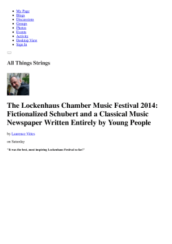The Lockenhaus Chamber Music Festival 2014: Fictionalized