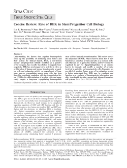 Concise Review: Role of DEK in Stem/Progenitor Cell Biology