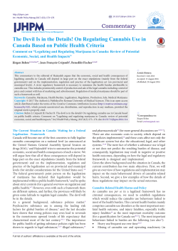 The Devil Is in the Details! On Regulating Cannabis Use in Canada
