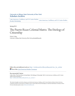 The Puerto Rican Colonial Matrix: The Etiology of