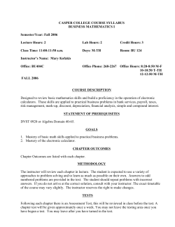Fall 2006 Lecture Hours: 2 Lab Hours: 2 Credit