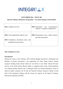 NOVEMBER 2016 &ndash; ISSUE 206 Special Voluntary Disclosure